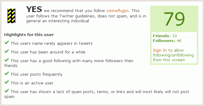 Twitter SPAM対策（非スパム例）「TwitChuck」