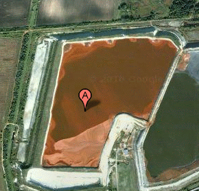 red mud stored around the Ajkai Timföldgyár plant
